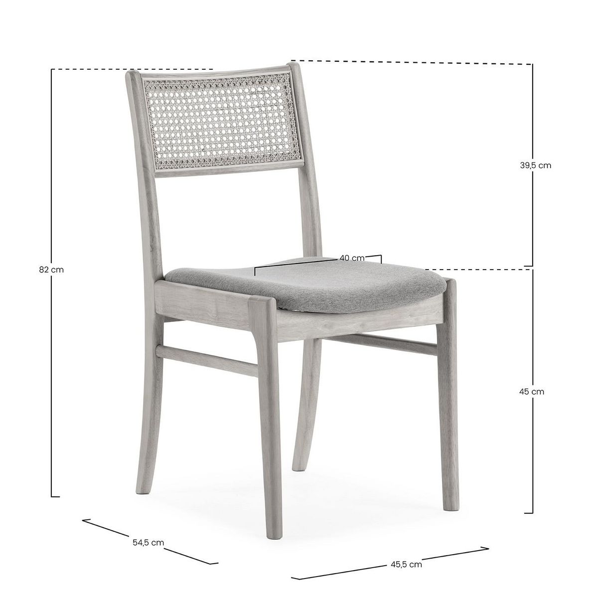 VS VENTA-STOCK Pack de 2 chaises Vilma Couleur Chêne, Bois Massif et Rotin Naturel