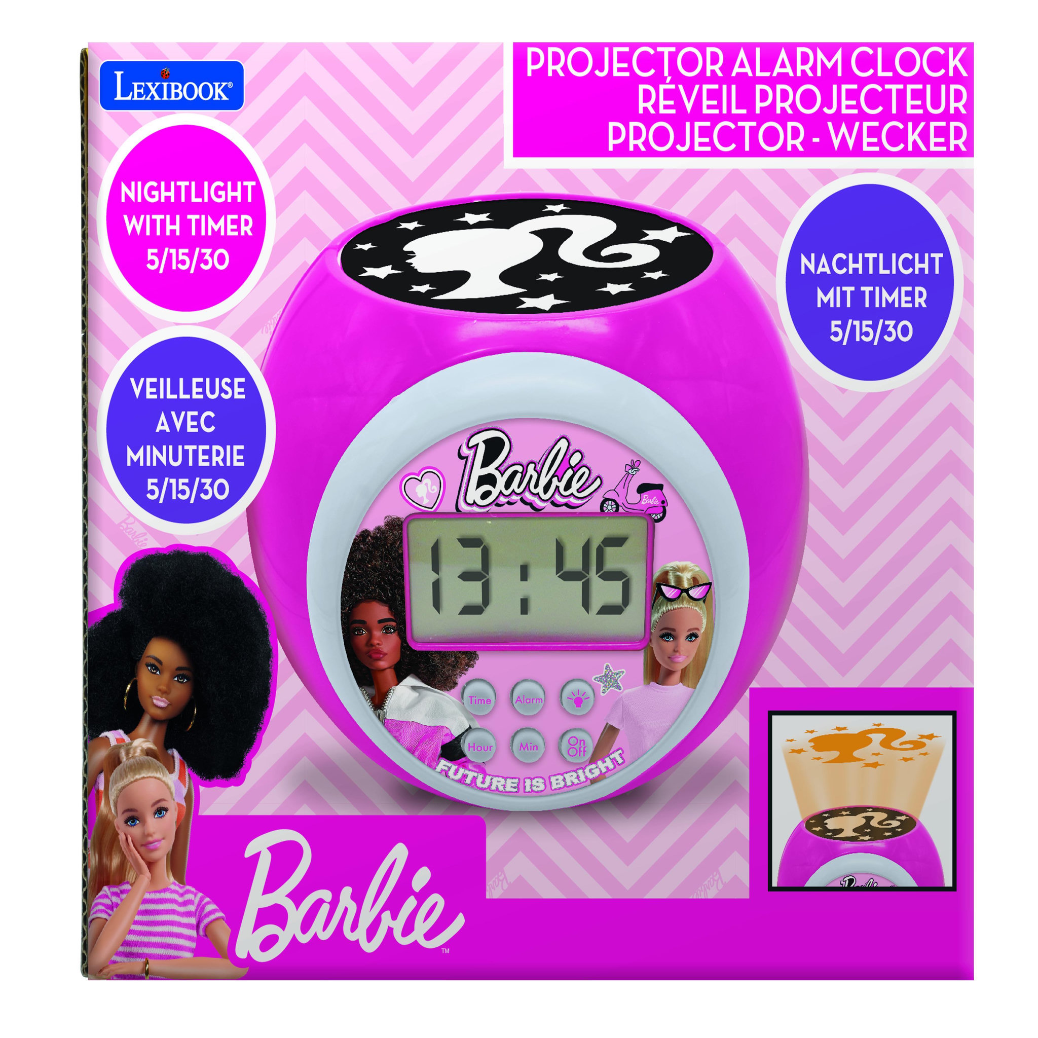 Voir la diapositive 4 : Lexibook Réveil Projecteur Barbie