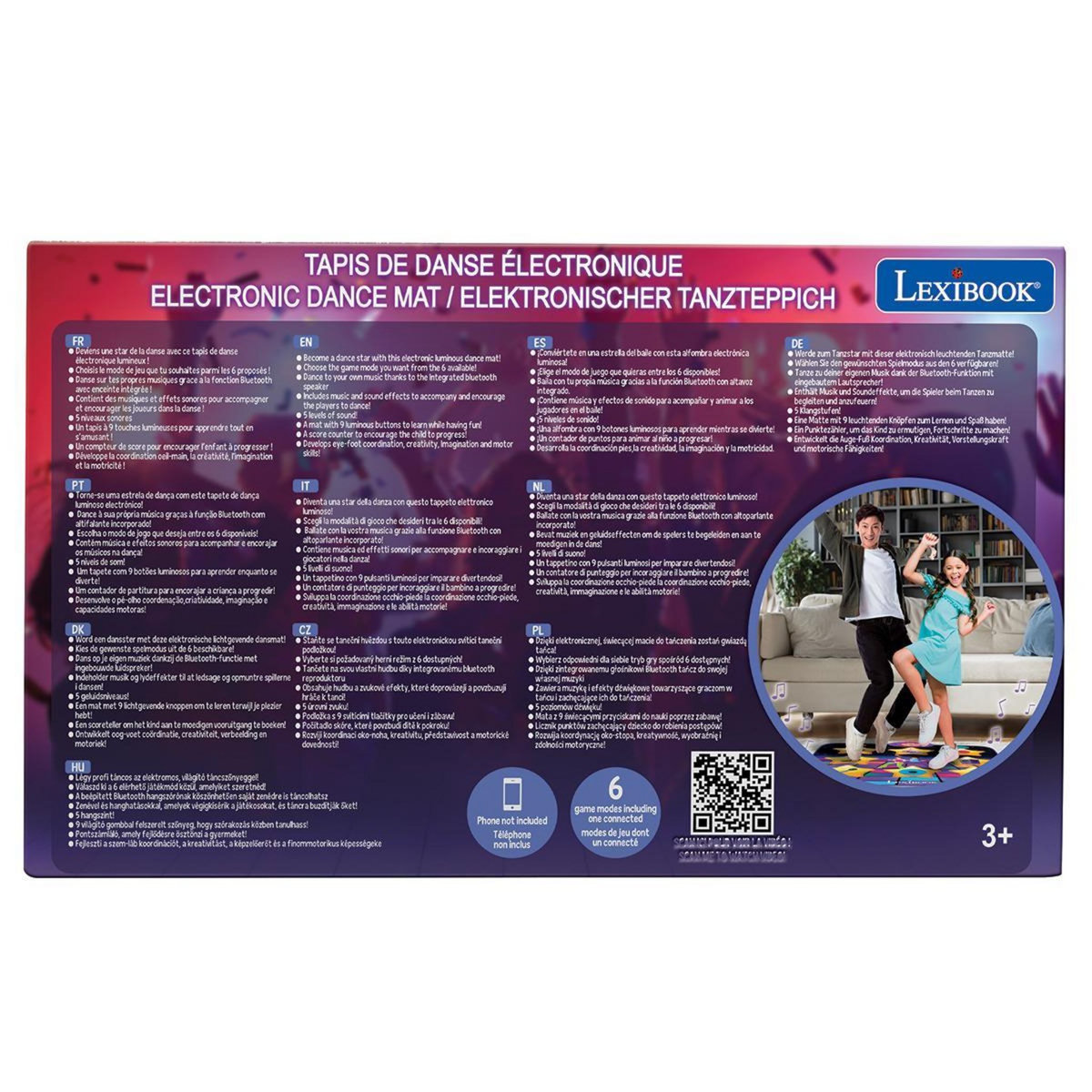 Lexibook Tapis de danse électronique Bluetooth et lumineux