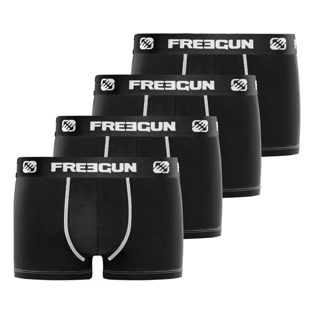 FREEGUN Lot de 4 Boxers homme coton Noir