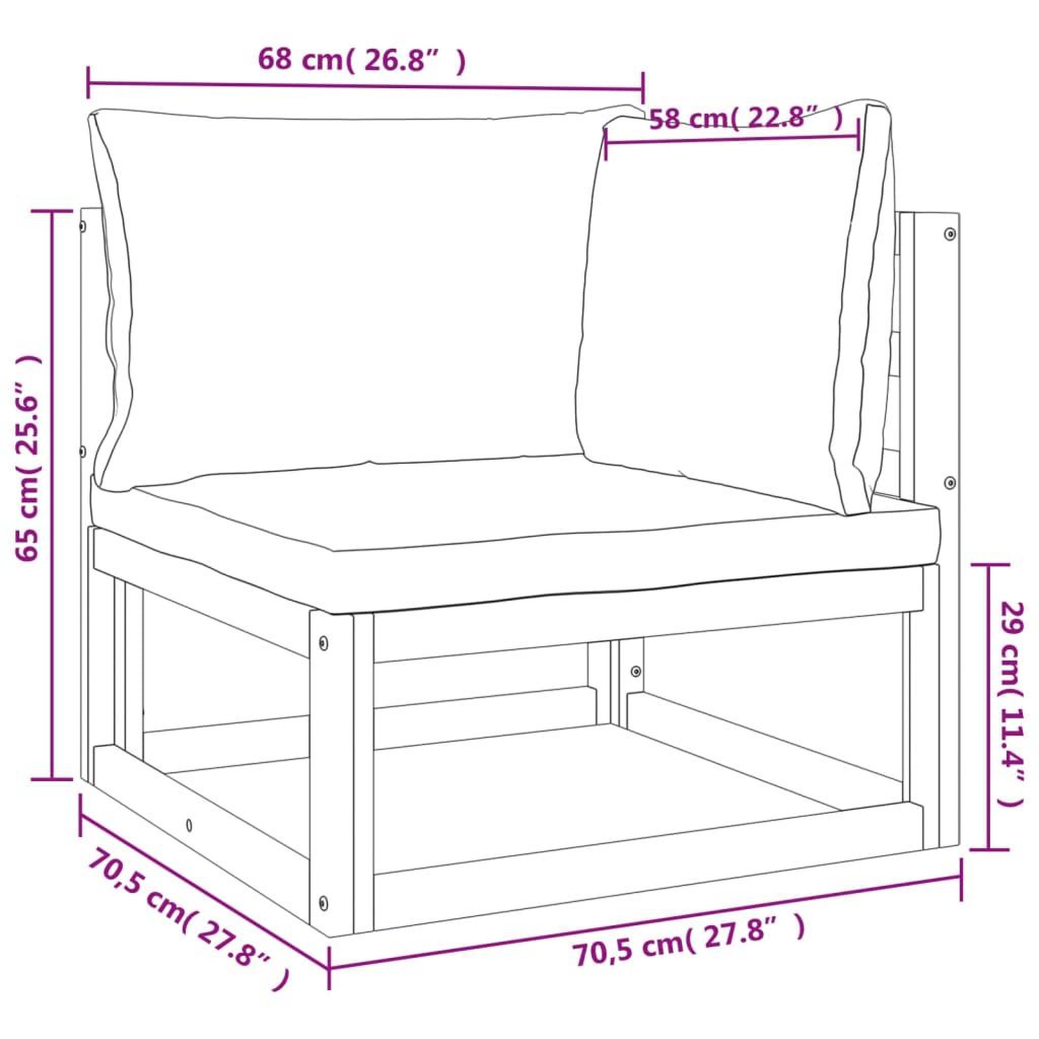 Voir la diapositive 6 : VIDAXL Salon de jardin 5 pcs avec coussins taupe bois massif