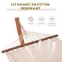 Voir la diapositive 5 : OUTSUNNY Hamac avec support bois lasuré hamac sur pied 4 cordes de sécurité charge max. 120 Kg coton blanc