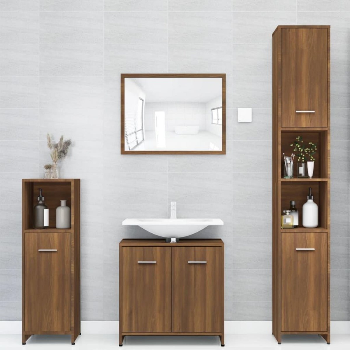 VIDAXL Armoire de bain Chene marron 30x30x183,5 cm Bois d'ingenierie