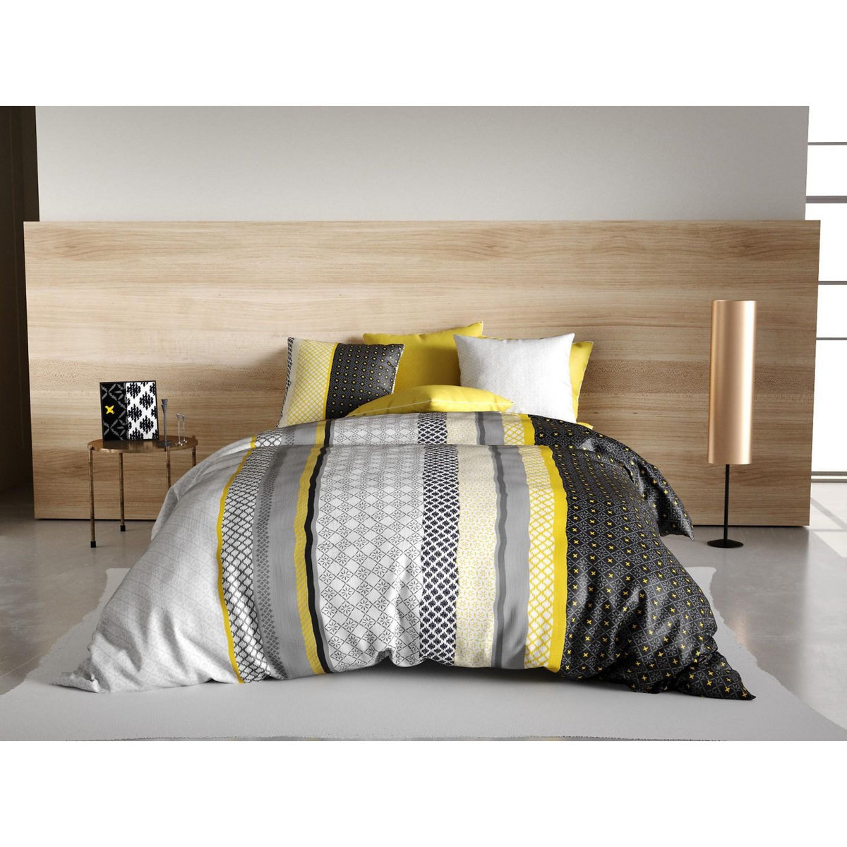 ATELIER DU COTON Parure housse de couette 100% coton 57fils, lumi