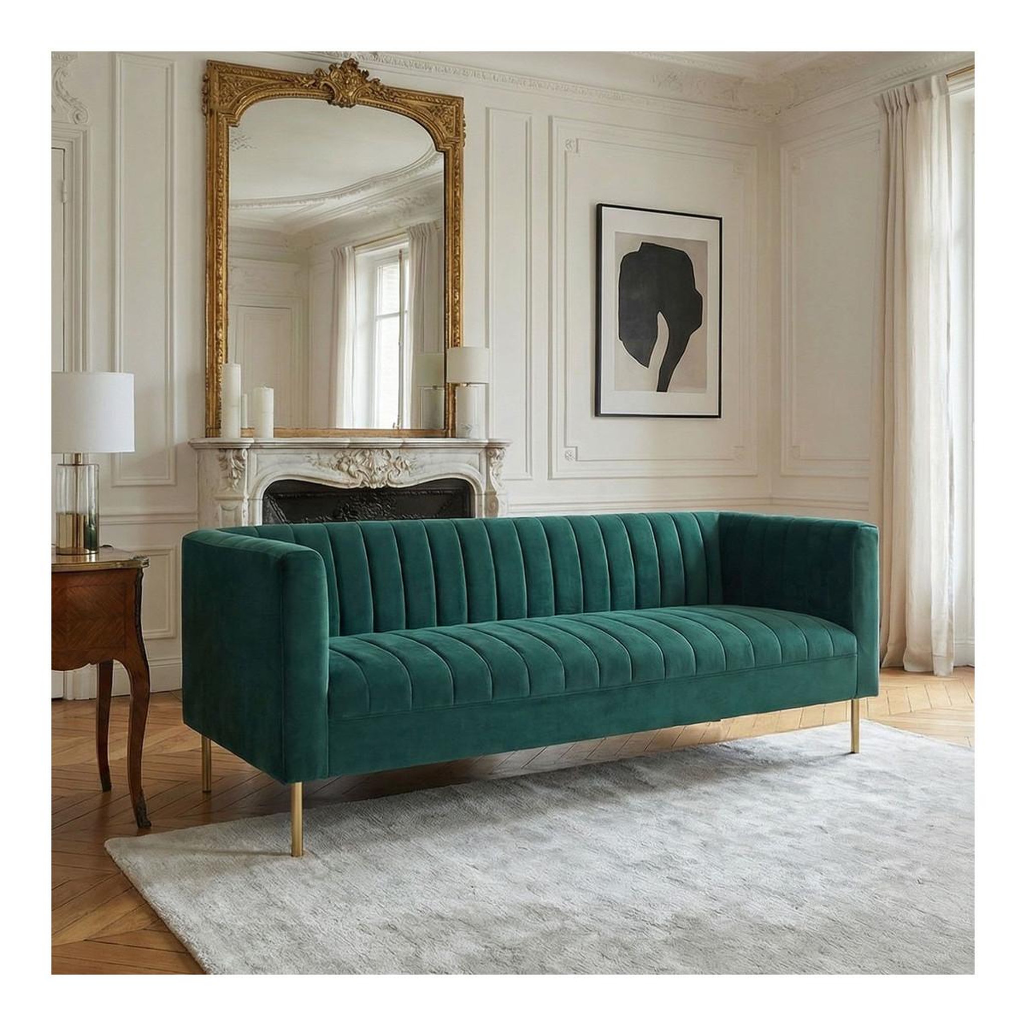 Voir la diapositive 5 : Paris Prix Canapé 3 places velours  taylor  179cm vert
