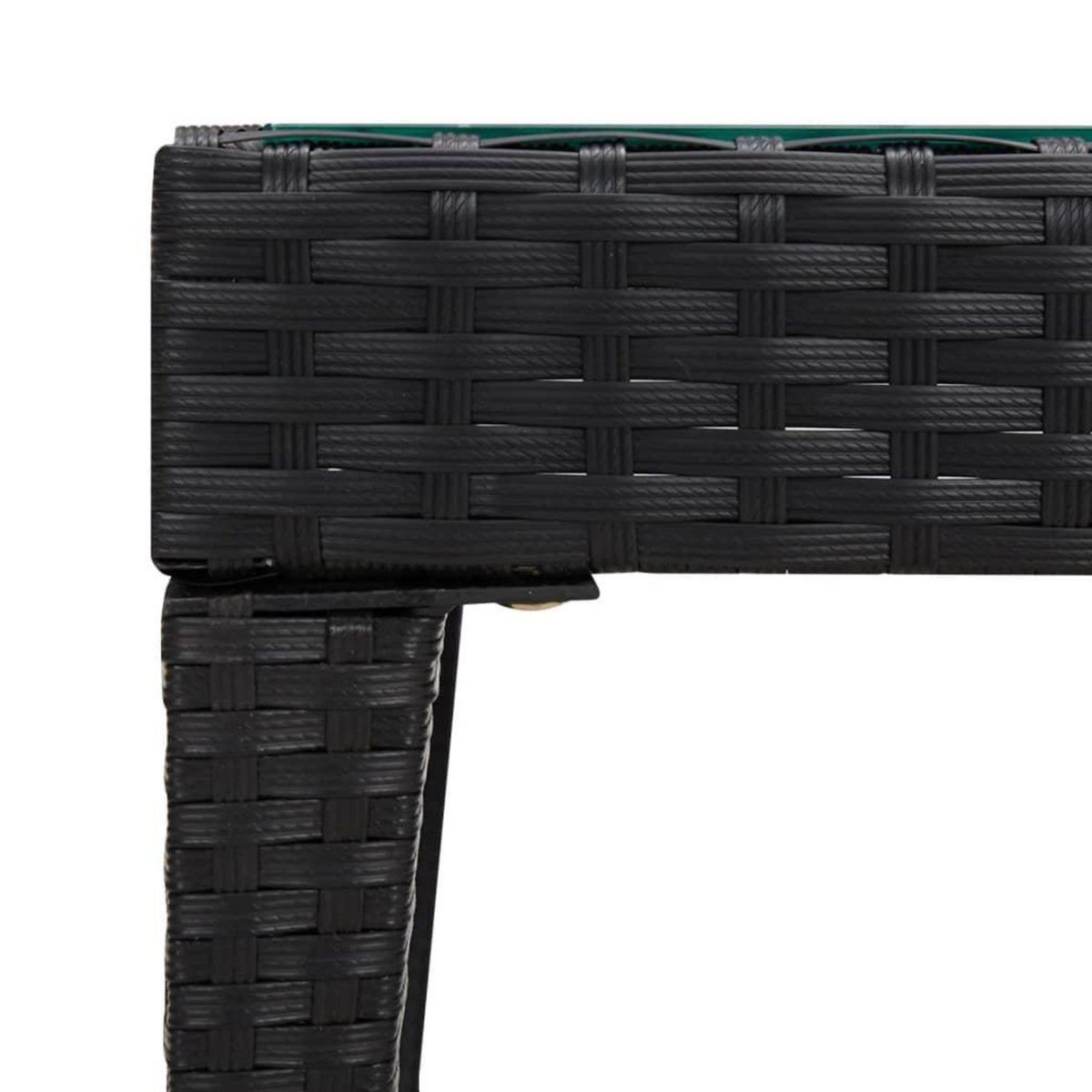 VIDAXL Table d'appoint noir 50x50x38 cm poly rotin et verre trempe