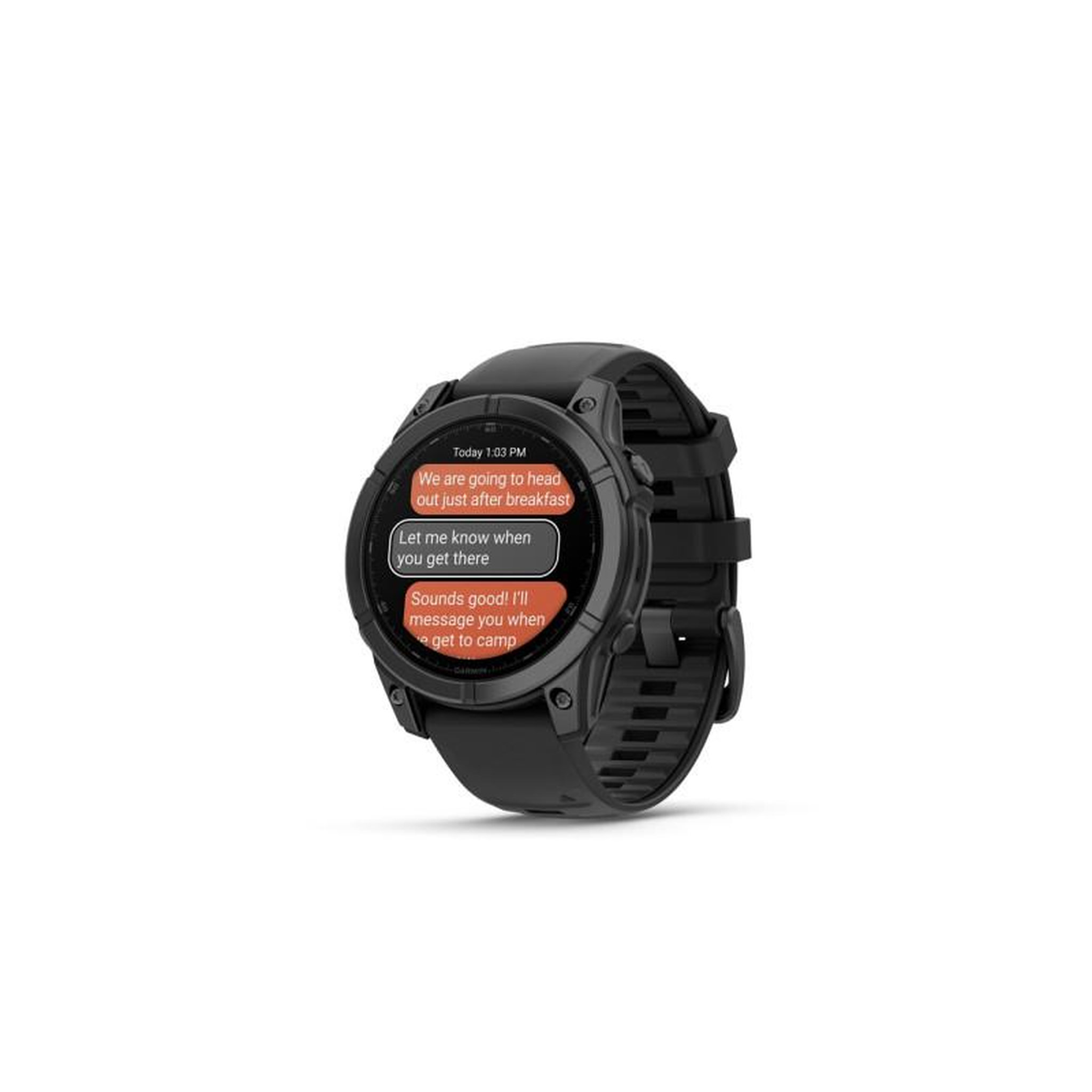 Voir la diapositive 6 : GARMIN Montre sport Fenix E 47mm Gris Acier bracelet noir