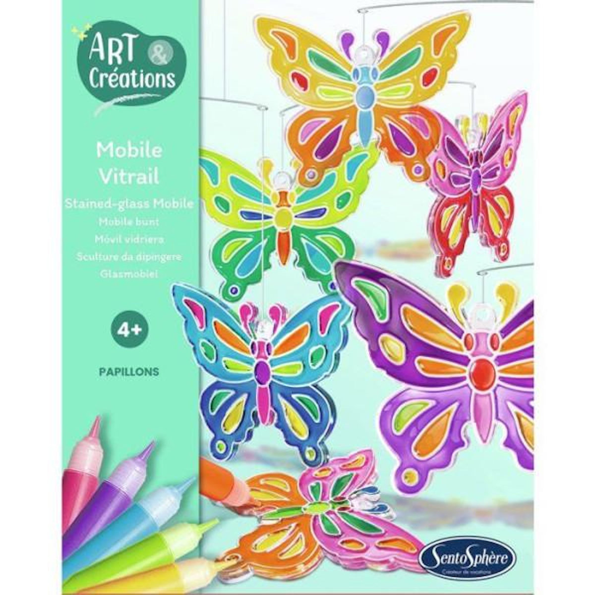 Sentosphere Mobile vitrail - Papillons - Art et creations