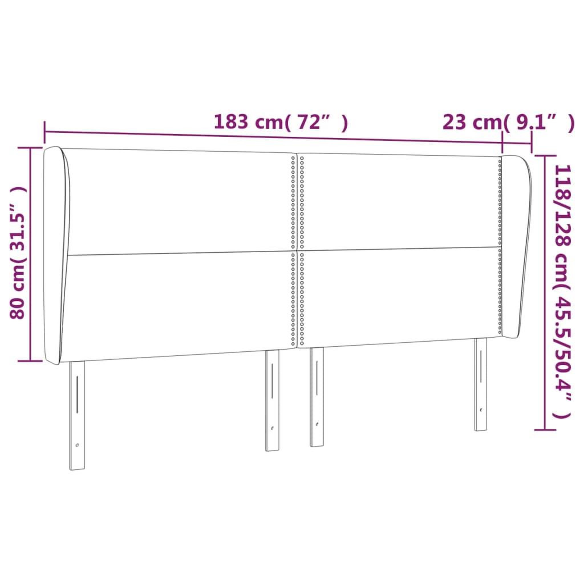 Voir la diapositive 6 : VIDAXL Tete de lit avec oreilles Noir 183x23x118/128 cm Similicuir