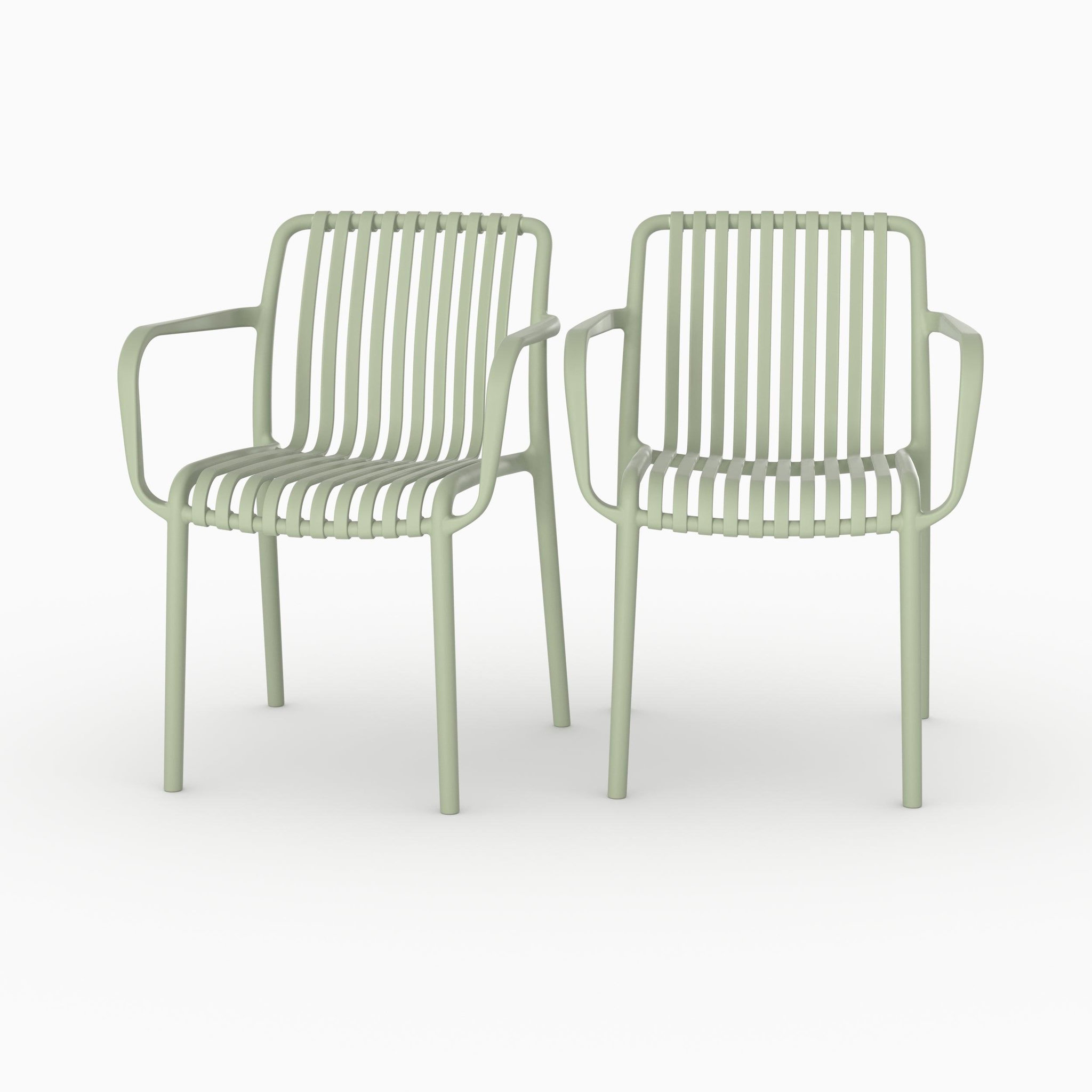 MAISON PAVANE Lot de 2 chaises de jardin empilables en plastique vert pastel-ivy