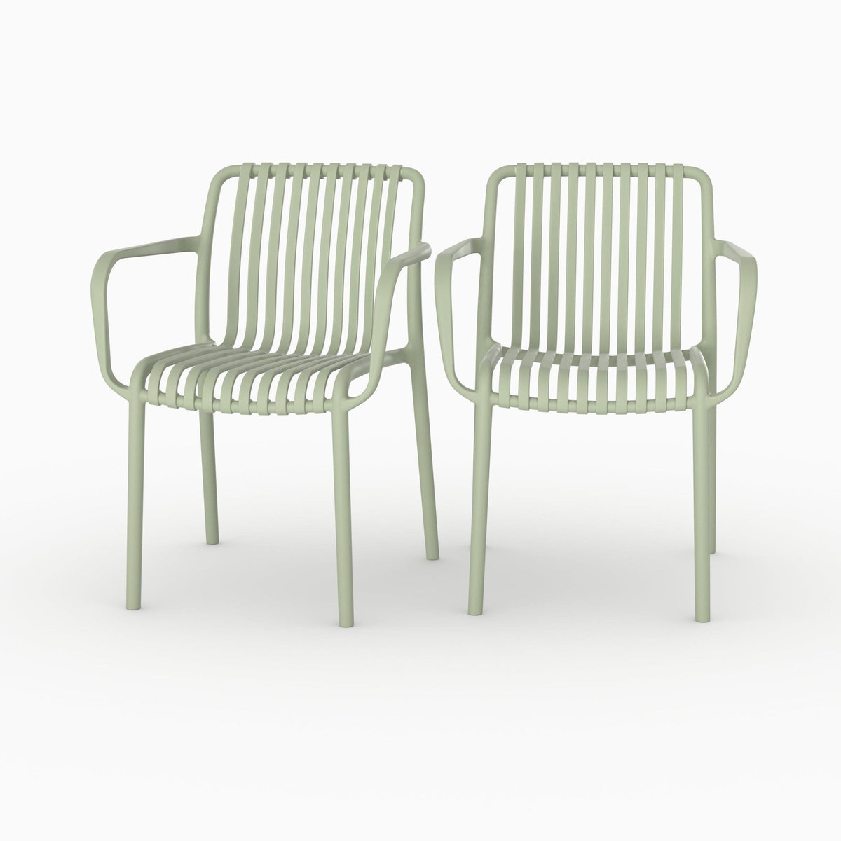 MAISON PAVANE Lot de 2 chaises de jardin empilables en plastique vert pastel-Ivy
