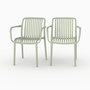 Voir la diapositive 1 : MAISON PAVANE Lot de 2 chaises de jardin empilables en plastique vert pastel-Ivy