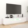 Voir la diapositive 4 : VIDAXL Meuble TV avec lumieres LED Blanc 180x35x40 cm