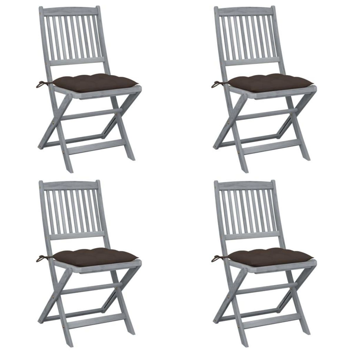 VIDAXL Chaises pliables d'exterieur lot de 4 et coussins Bois d'acacia