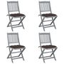 Voir la diapositive 1 : VIDAXL Chaises pliables d'exterieur lot de 4 et coussins Bois d'acacia