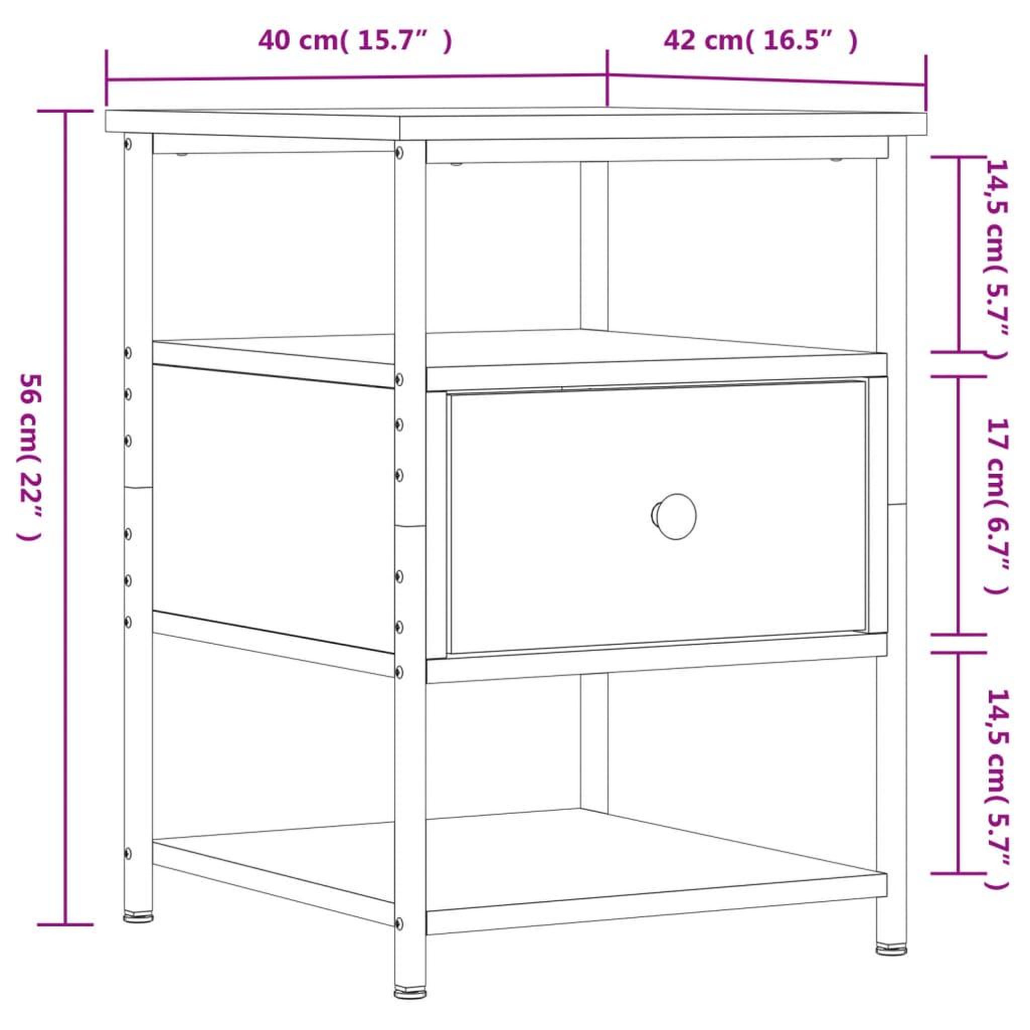 Voir la diapositive 6 : VIDAXL Table de chevet chene fume 40x42x56 cm bois d'ingenierie