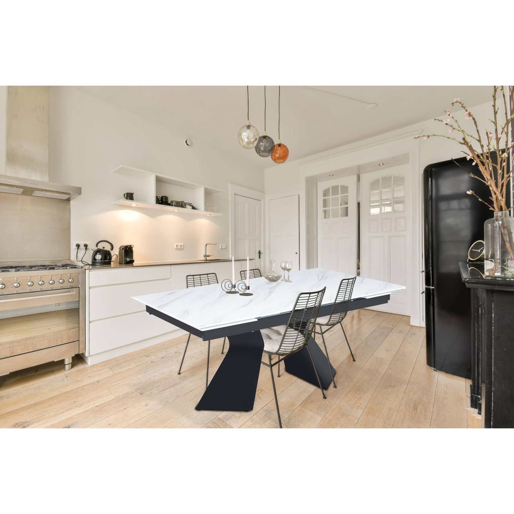 Voir la diapositive 4 : Paris Prix Table à manger extensible  lynda  180-260cm blanc & noir