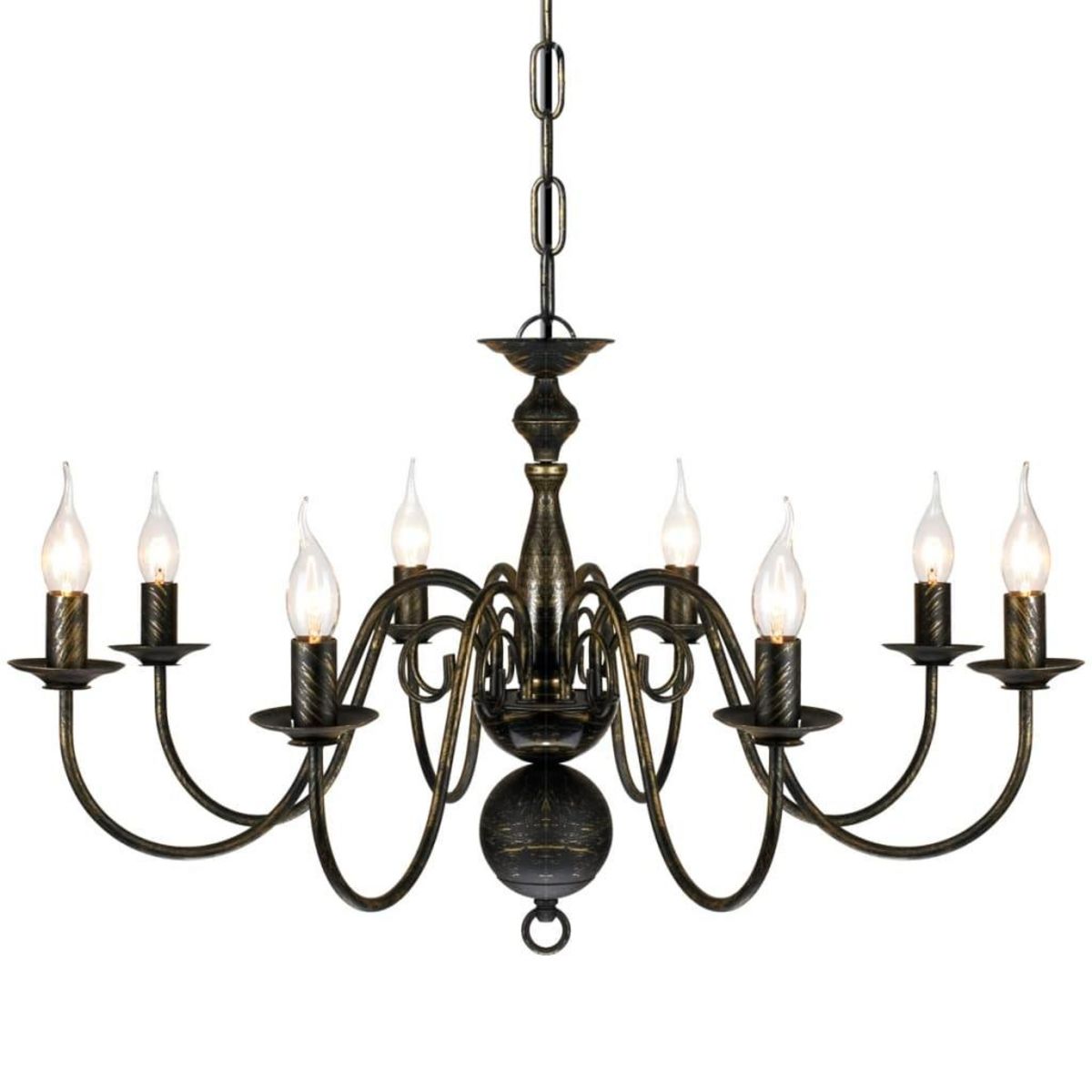 VIDAXL Lustre en metal noir antique 8 x E14 ampoules