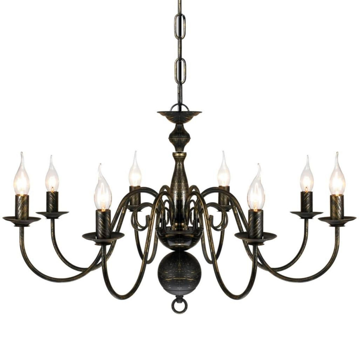 VIDAXL Lustre en metal noir antique 8 x E14 ampoules