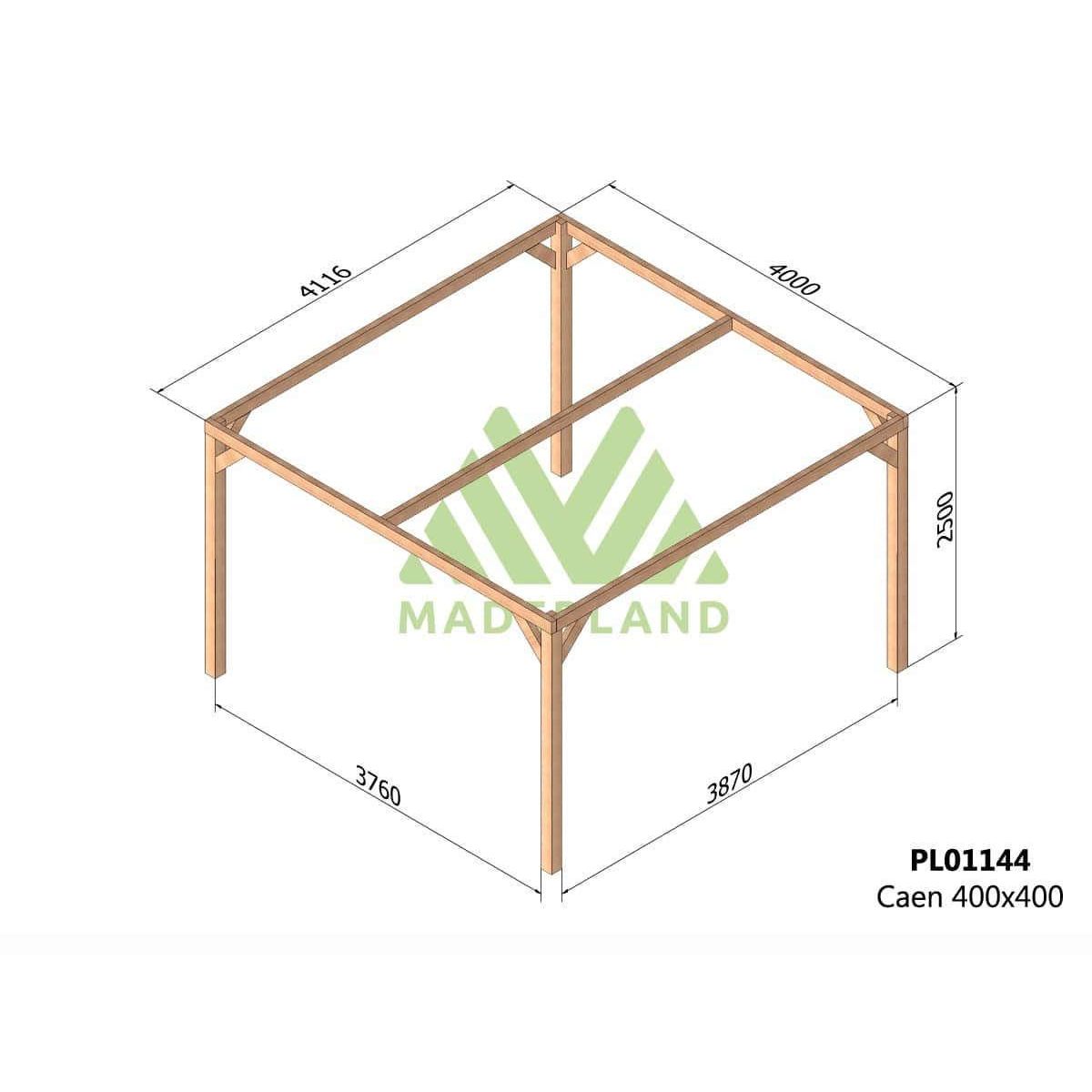 JARDIDECO Pergola en bois lamellé-collé Caen 400 x 400 cm - Maderland