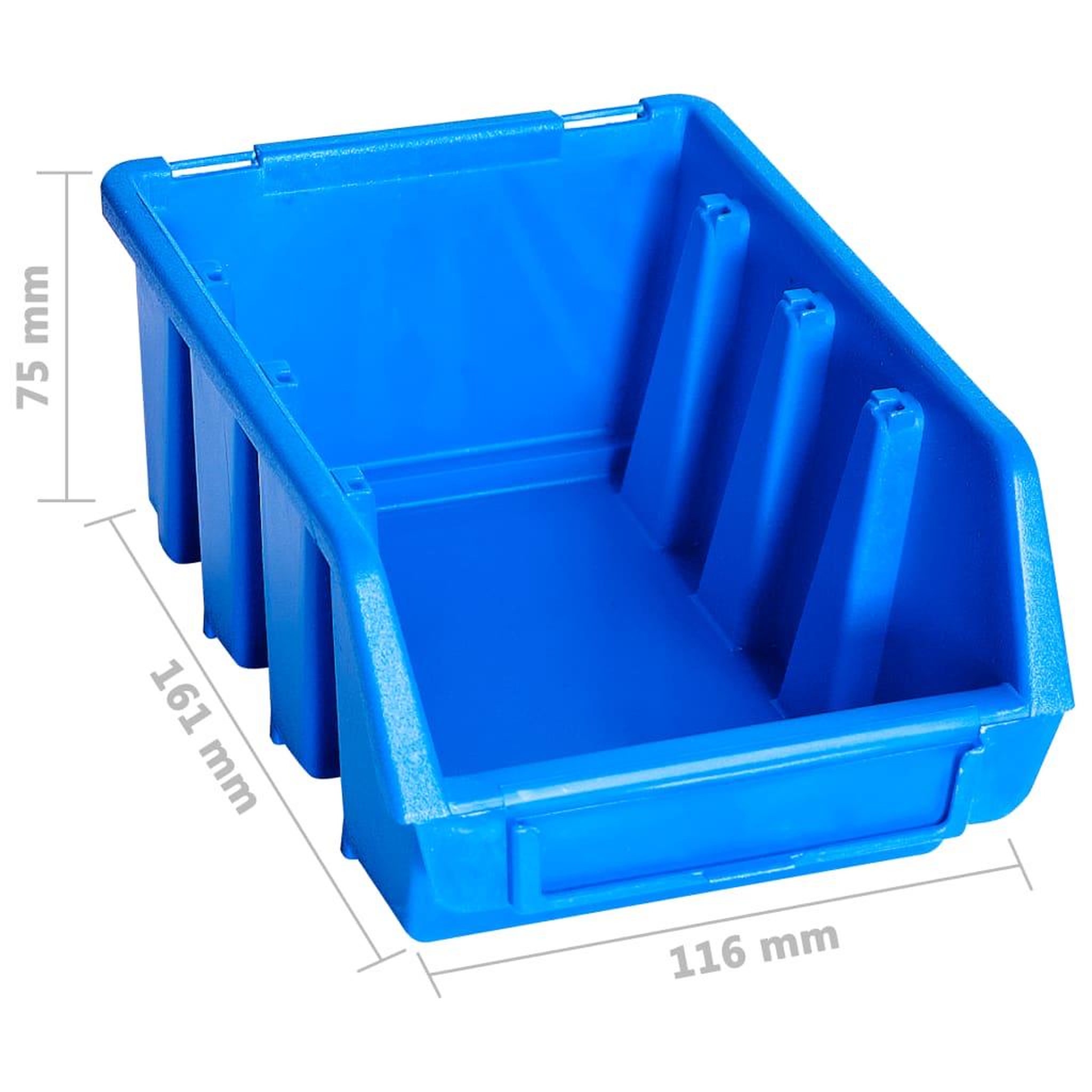 Voir la diapositive 6 : VIDAXL Kit de bacs de stockage avec panneaux muraux 96 pcs Bleu