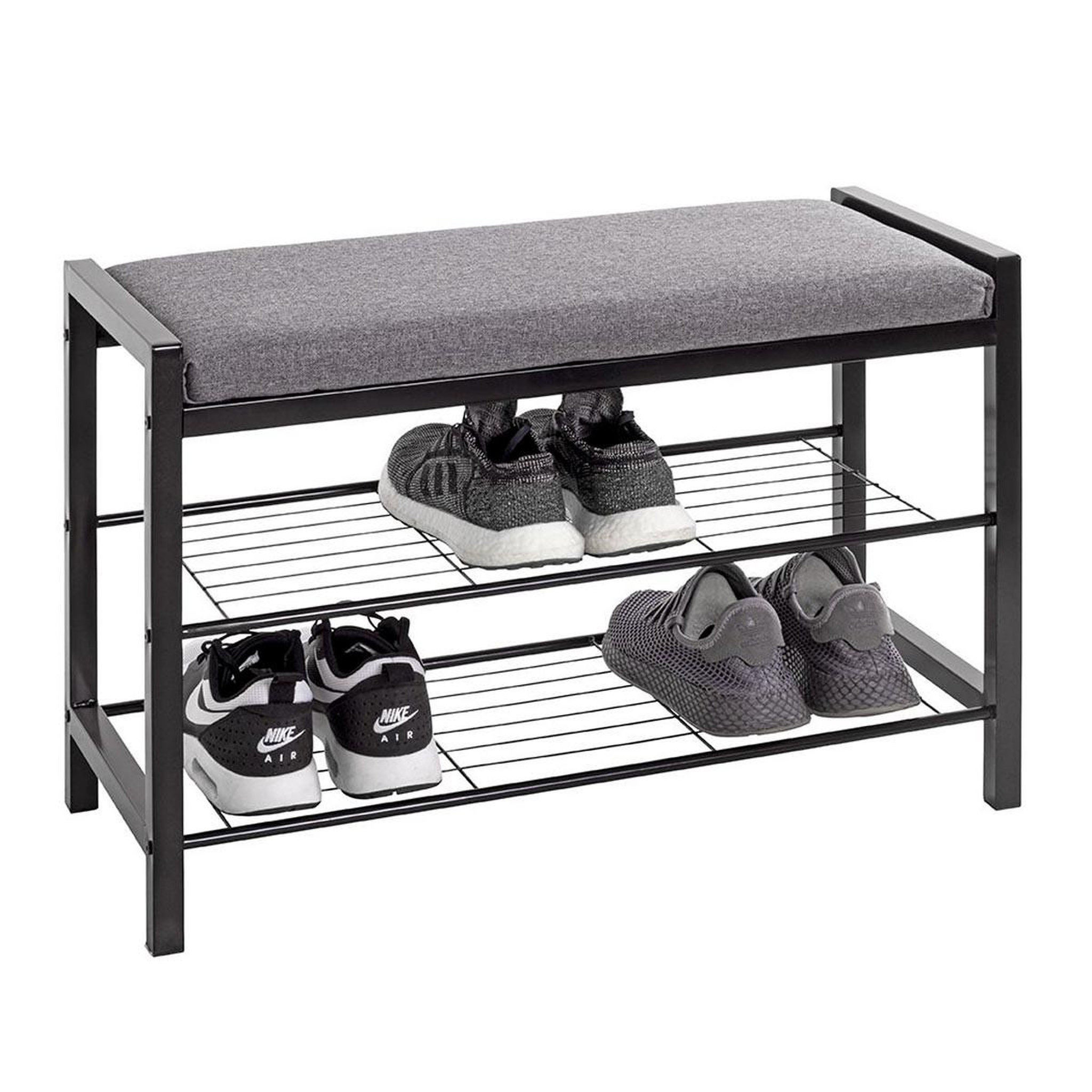 Voir la diapositive 4 : Paris Prix Banc rangement à chaussures  elia  75cm gris & noir