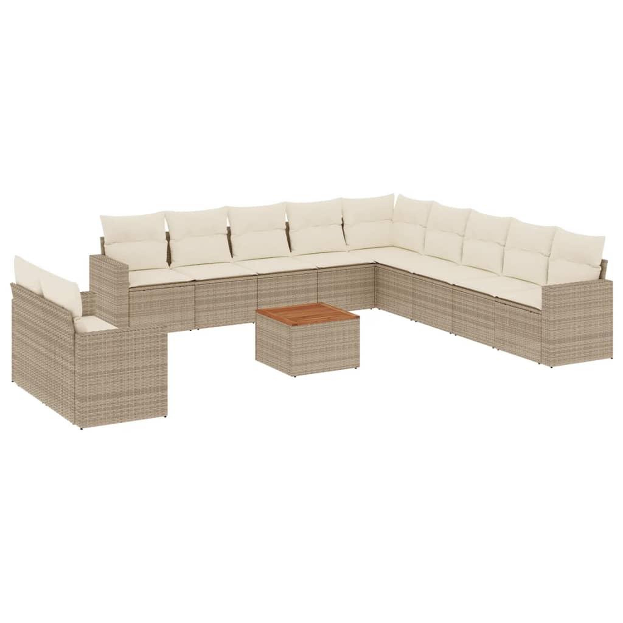 Voir la diapositive 2 : VIDAXL Salon de jardin avec coussins 12 pcs beige resine tressee