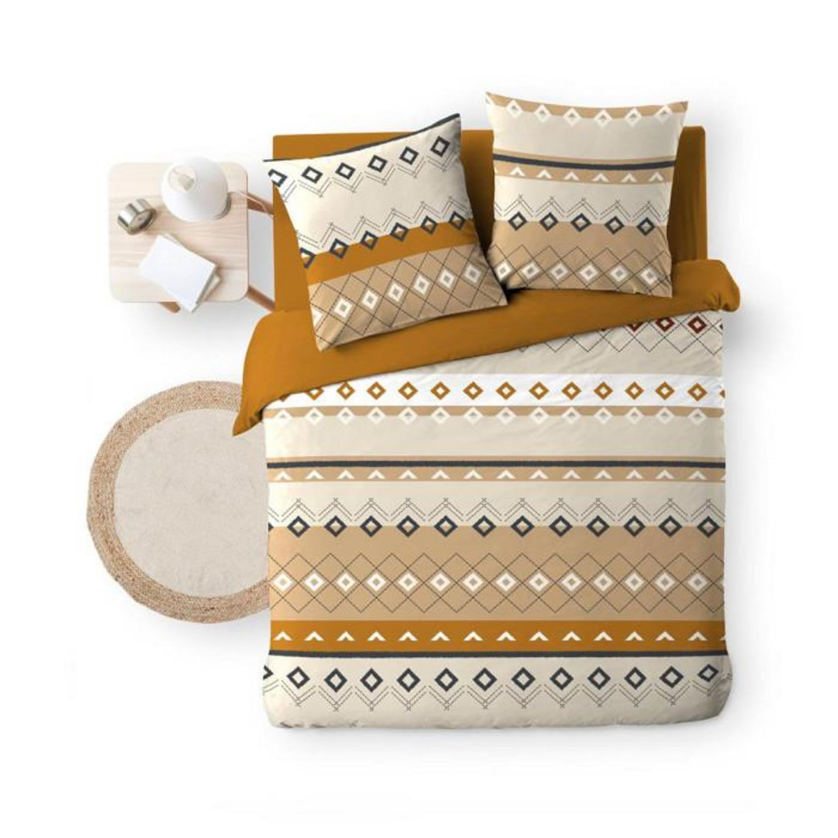 Paris Prix Parure de Lit 3 Pièces  Xena  260x240cm Beige