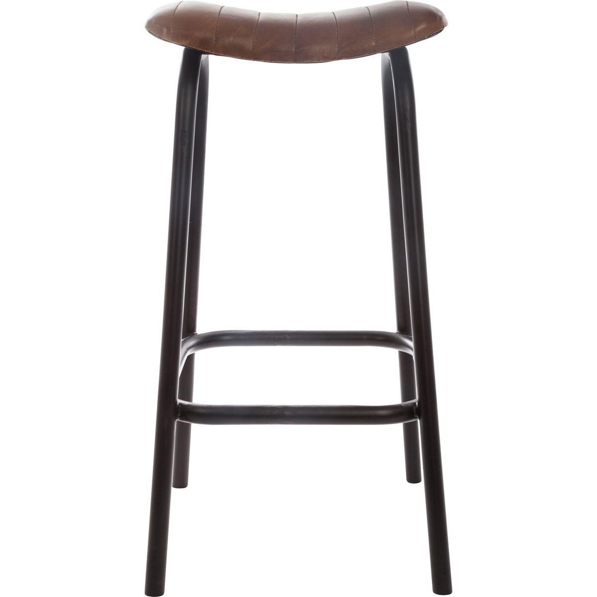 ATMOSPHERA Tabouret de bar en cuir Rétro - H. 75 cm - Marron