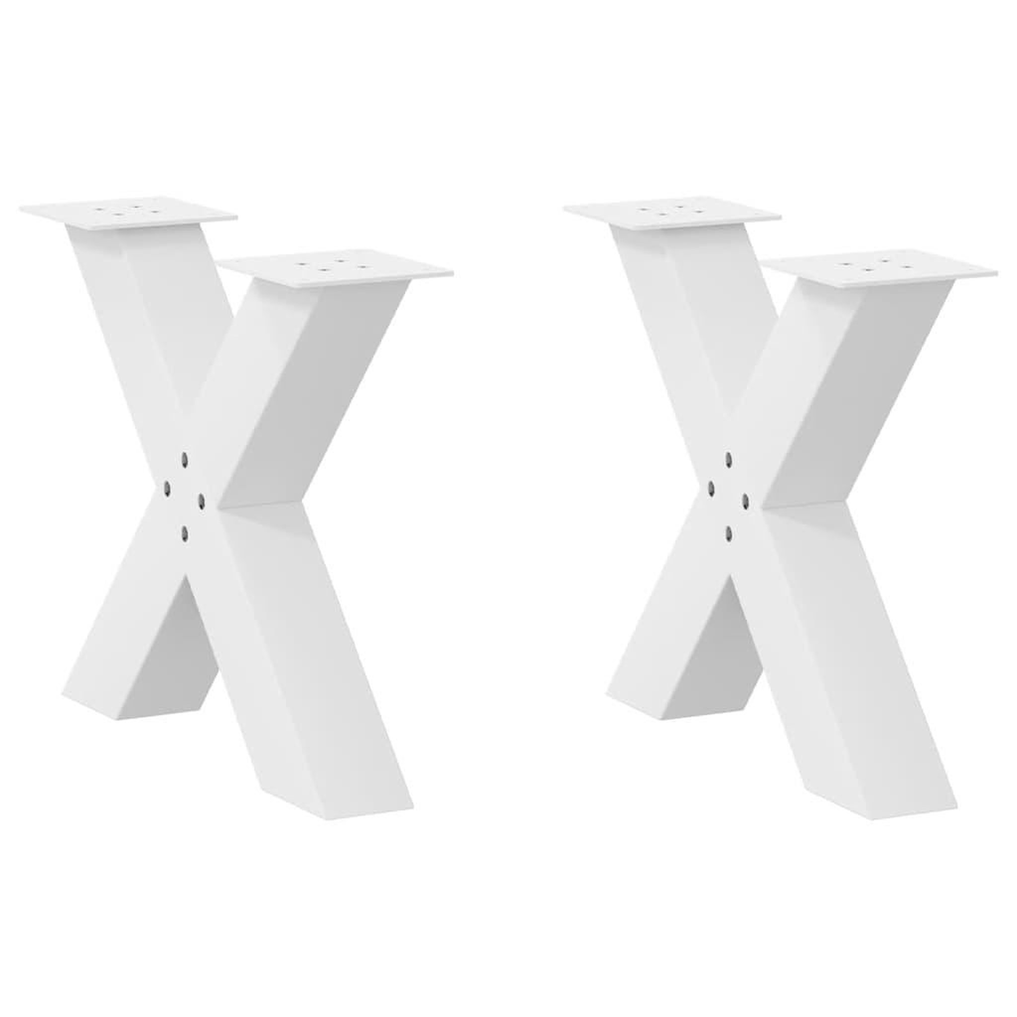 VIDAXL Pieds de table basse forme de X 2 pcs blanc 60x(42-43) cm acier