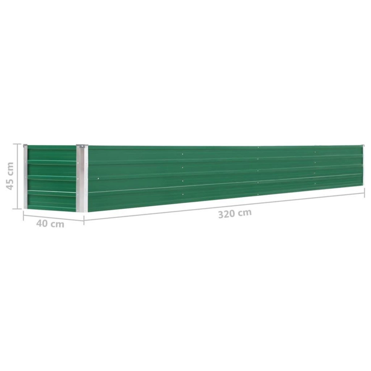 VIDAXL Lit sureleve de jardin Acier galvanise 320x40x45 cm Vert