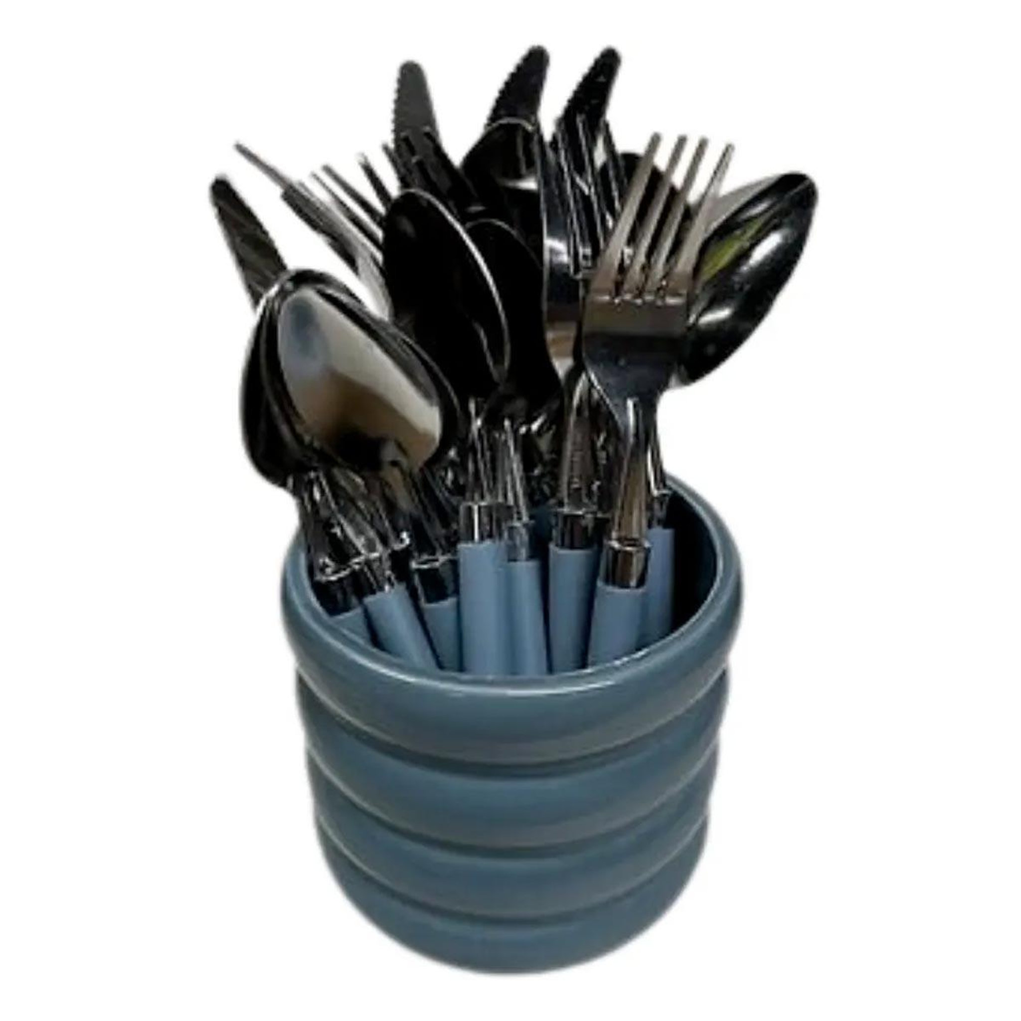 SECRET DE GOURMET Ménagère 24 Pièces Avec Rack  Elsa  20cm Bleu