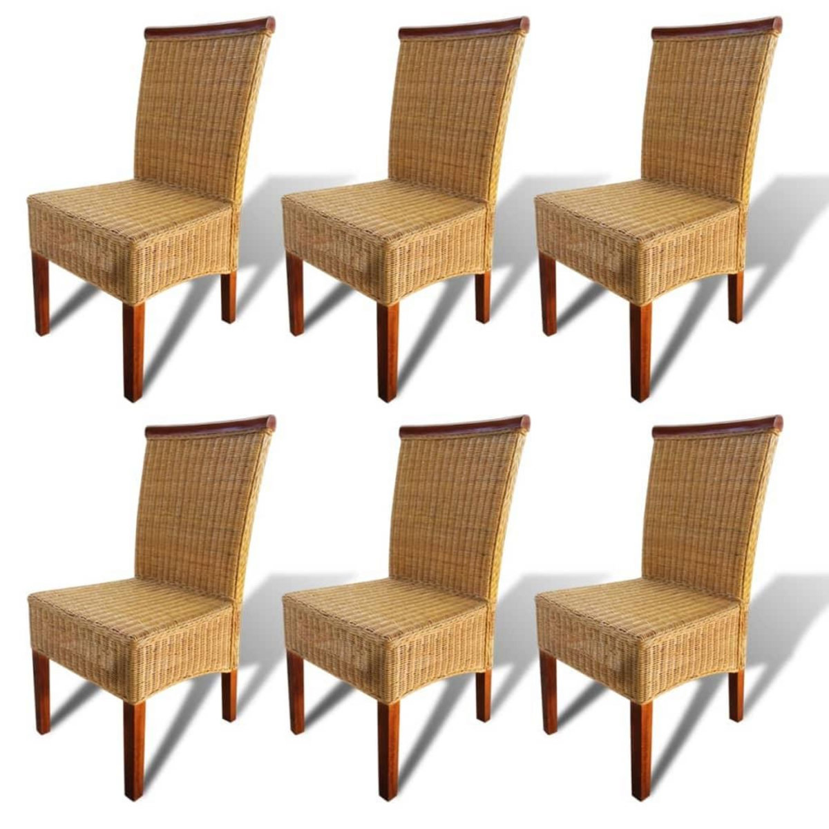 VIDAXL Chaises a manger lot de 6 marron rotin naturel