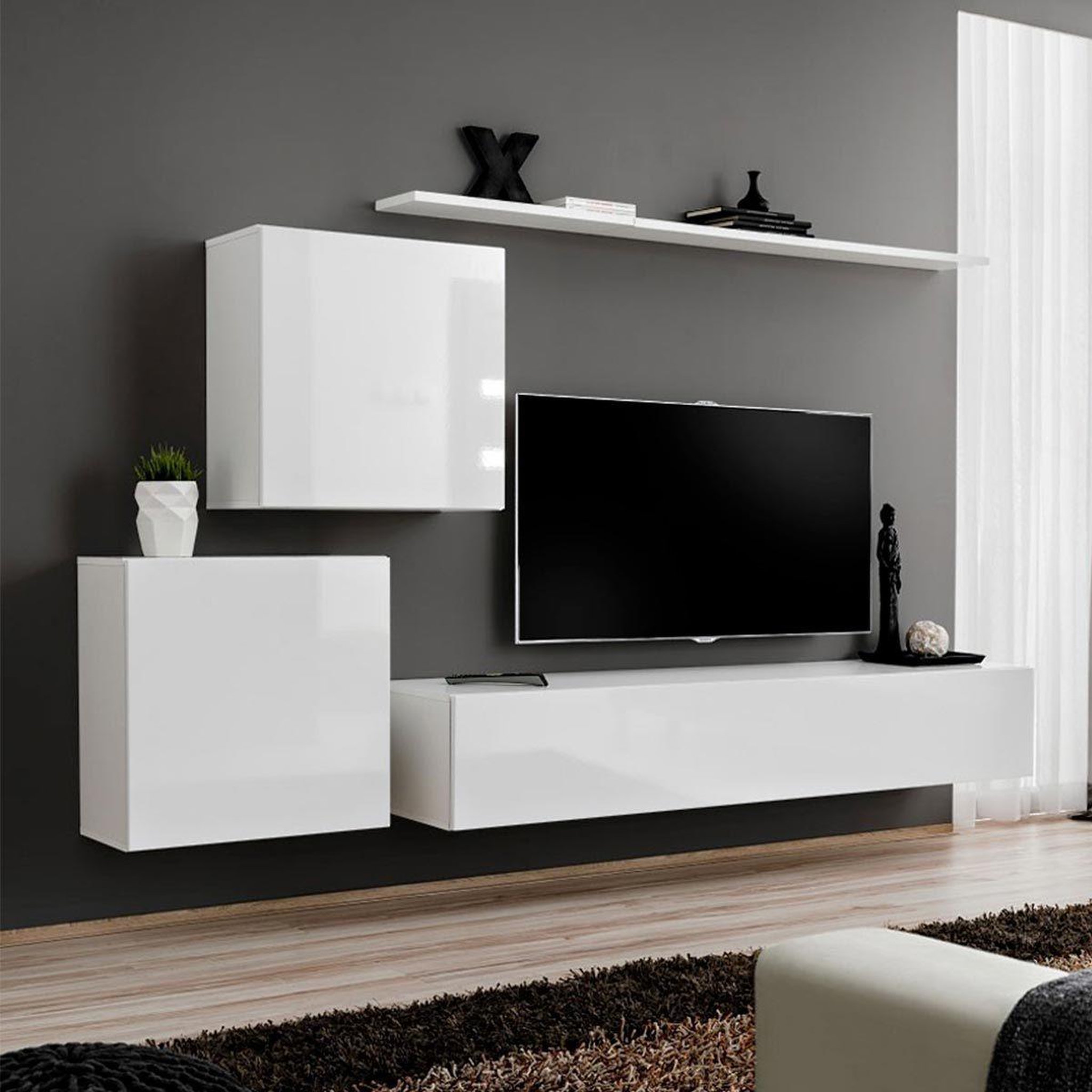 Paris Prix Meuble tv mural design  switch v  250cm blanc