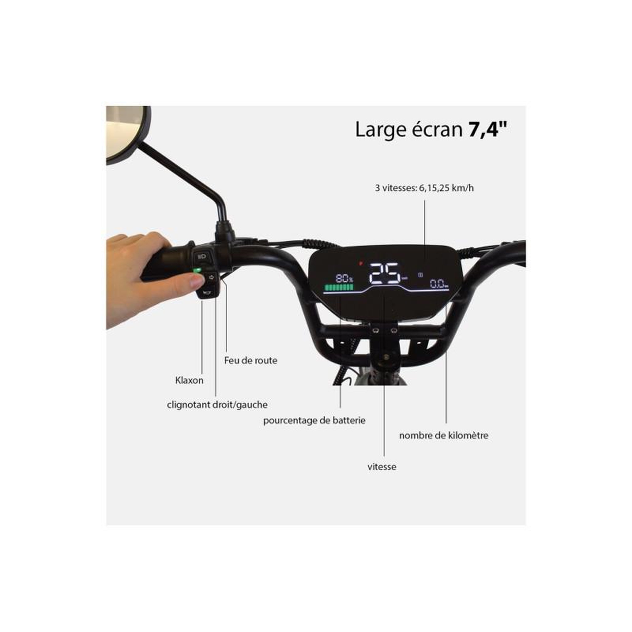 Voir la diapositive 4 : WISPEED Draisienne électrique Wispeed Cyclomobile léger homologué route 20 36V14Ah KAKI