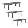 Voir la diapositive 5 : SWEEEK Table de jardin extensible aluminium + 10 assises aluminium et textilène anthracite. 8 chaises. 2 fauteuils. 10 places. 290 x 100 x 75 cm