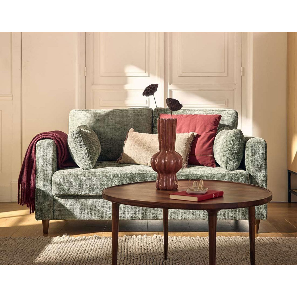 LISA DESIGN Anna - canapé droit 2 places avec poche en velours texturé