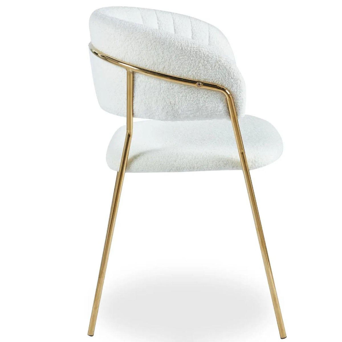 Paris Prix Lot de 8 Chaises en Bouclette  Batora  79cm Crème & Or