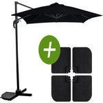 Habitat et Jardin Parasol jardin déporté  Soleil  - Carré - 2.5 x 2.5 m - Noir + Dalles à lester incluses
