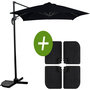 Voir la diapositive 1 : Habitat et Jardin Parasol jardin déporté  Soleil  - Carré - 2.5 x 2.5 m - Noir + Dalles à lester incluses