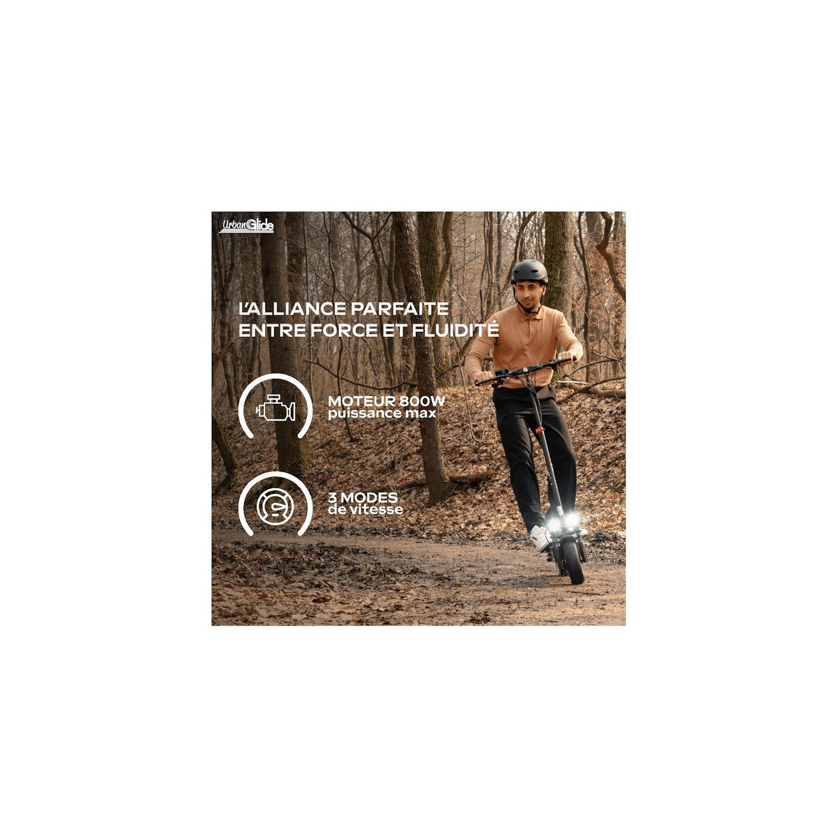 URBANGLIDE Trottinette Électrique  UrbanGlide ECROSS ONE ROUGE – 800W, 25 km/h, Autonomie 50 km, Pneu tout terrain 10  , Batterie 48V/10.4Ah - 22Kg