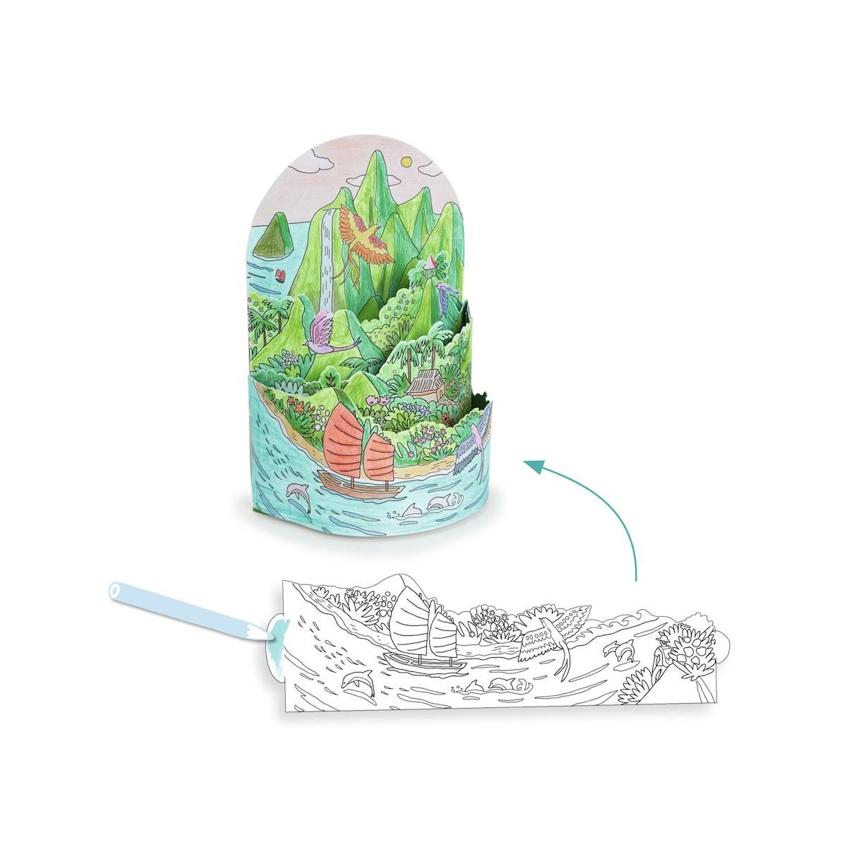Djeco Coloriages 3D - Au sommet de mon ile -