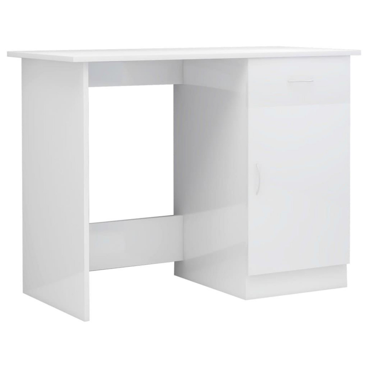 VIDAXL Bureau Blanc brillant 100x50x76 cm Bois d'ingenierie