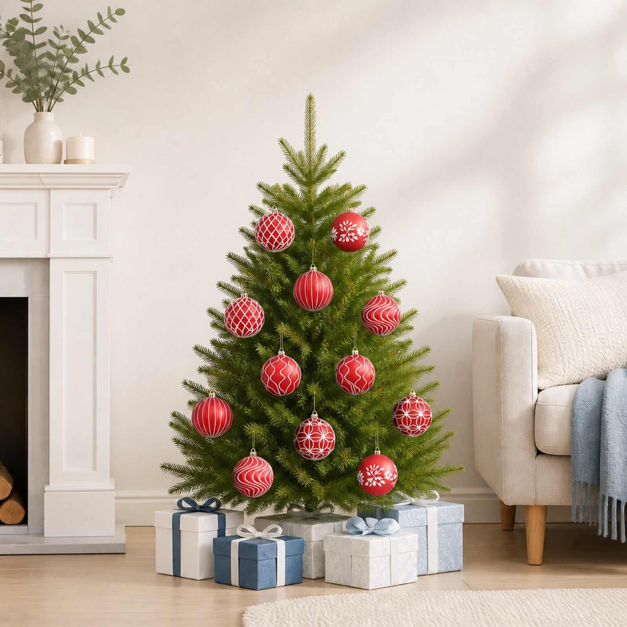 Voir la diapositive 2 : VIDAXL Ensemble de boules de Noël XL 12 pc Rouge et Blanc Diam. 10 cm