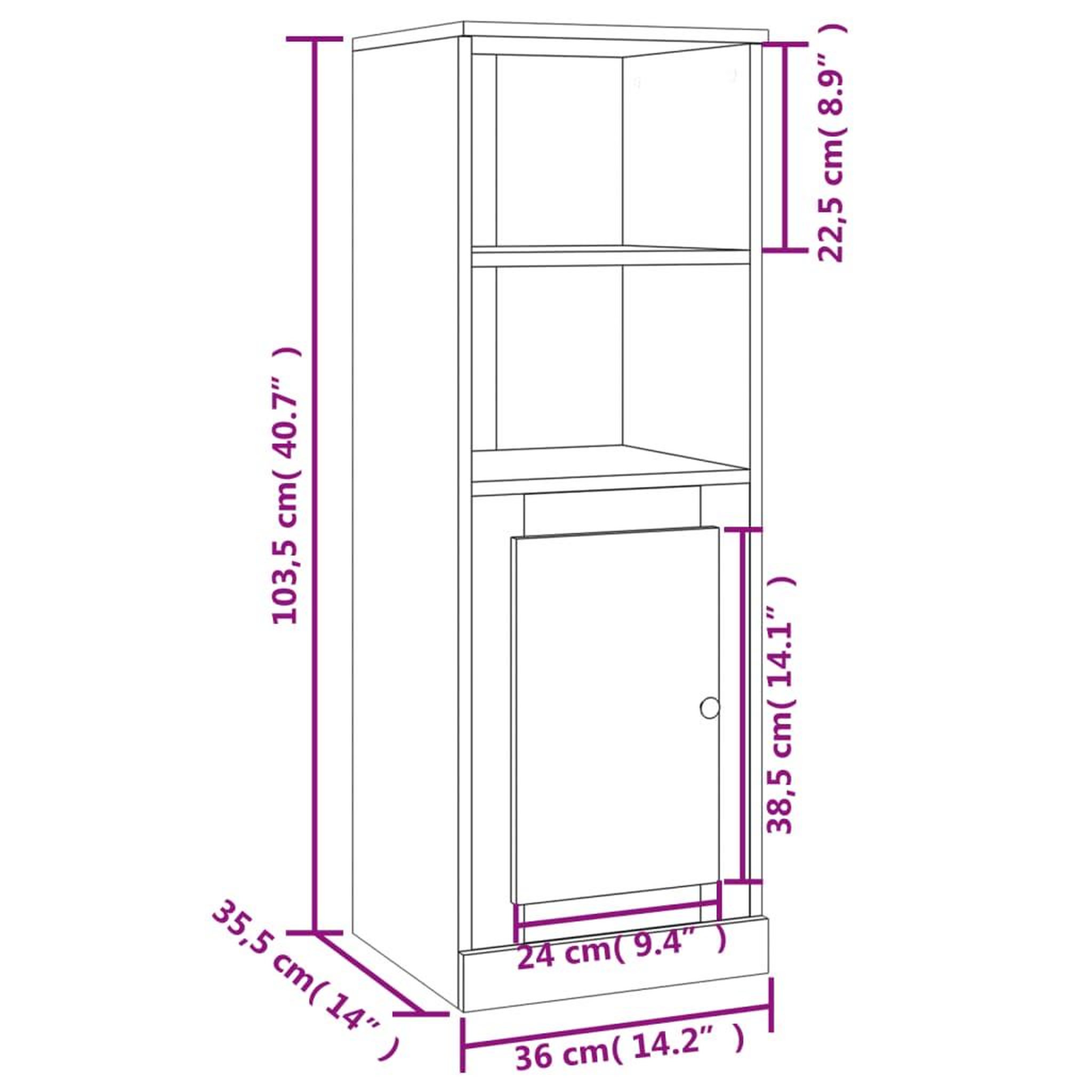 Voir la diapositive 6 : VIDAXL Buffet haut blanc brillant 36x35,5x103,5 cm bois d'ingenierie