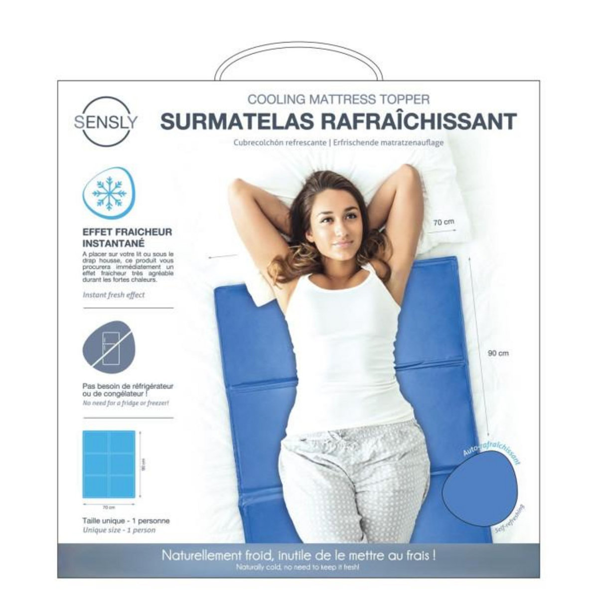 Paris Prix Surmatelas Rafraîchissant  Instantané  90cm Bleu