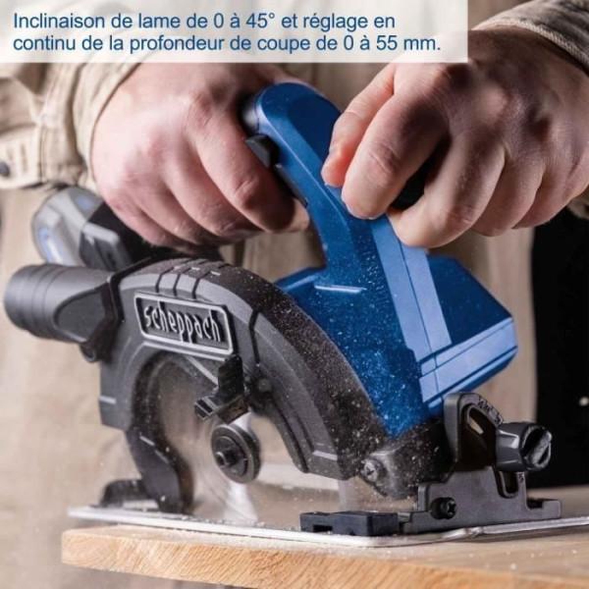Voir la diapositive 6 : SCHEPPACH Scie circulaire sans fil BC-CS165-X - brushless lame 165mm coupe max 55mm a 90° - SCHEPPACH 20V IXES - sans batterie ni chargeu