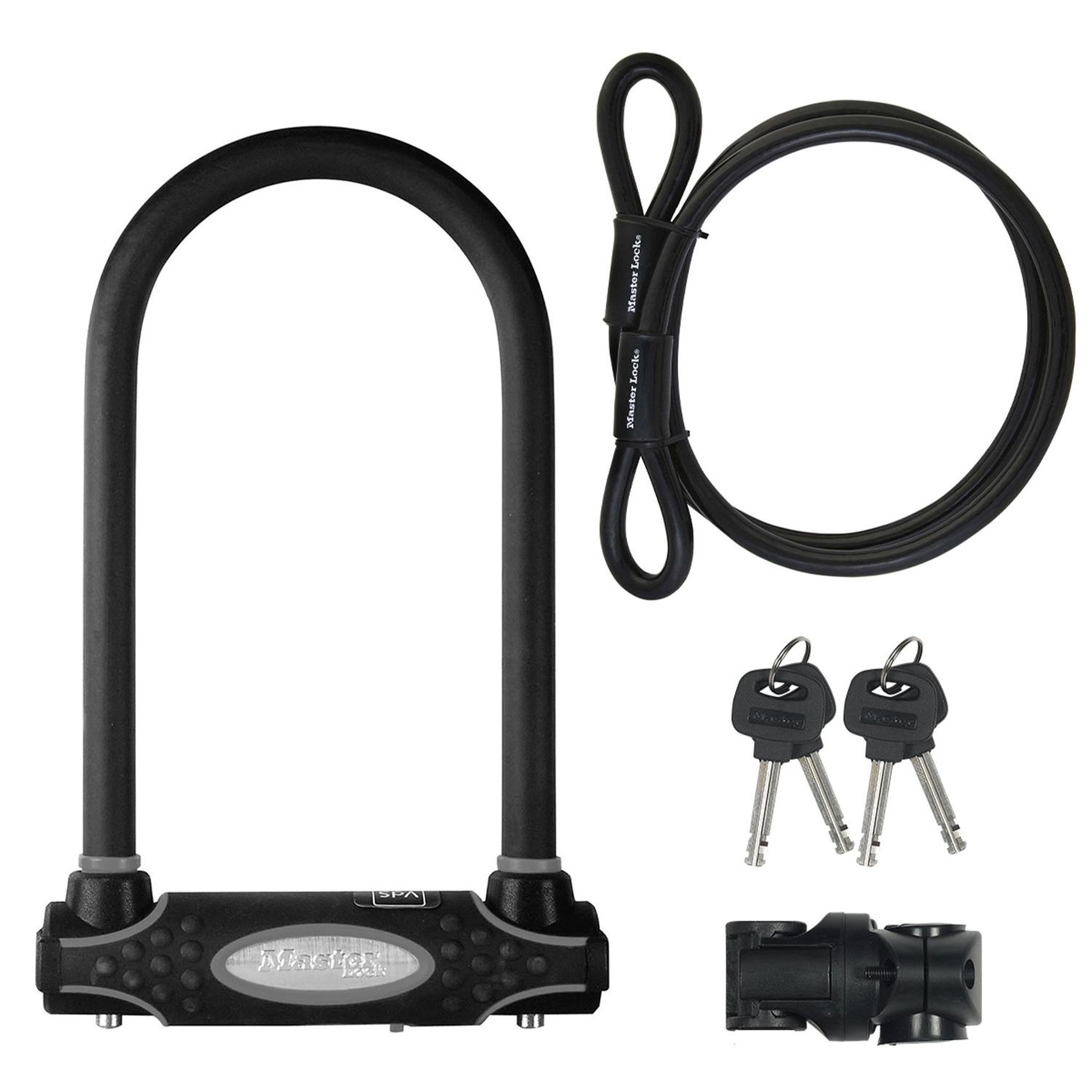 Master lock Antivol U avec Câble [A Clé] [Support de Vélo Universel] [Antivol Certifié] 8274EURDPRO