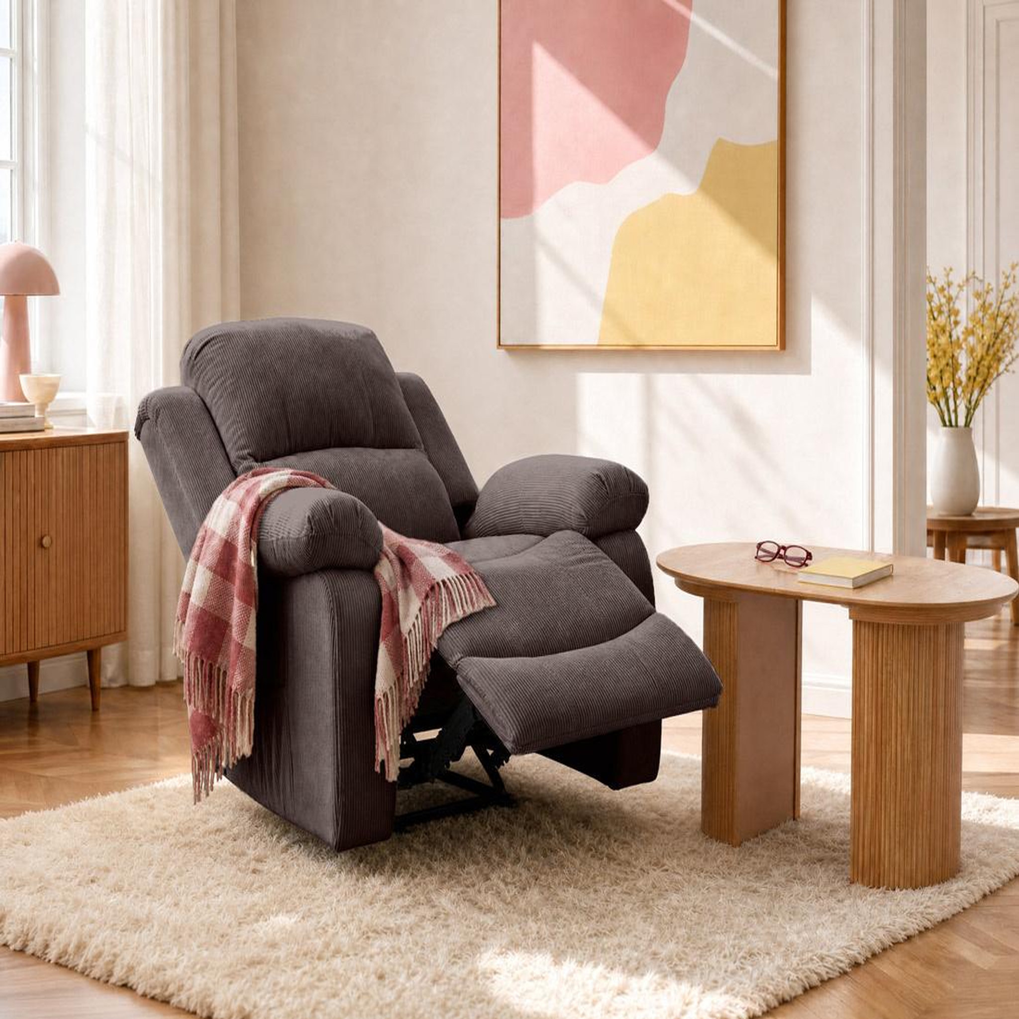 Voir la diapositive 2 : BEST MOBILIER Armand - fauteuil relax électrique en velours côtelé