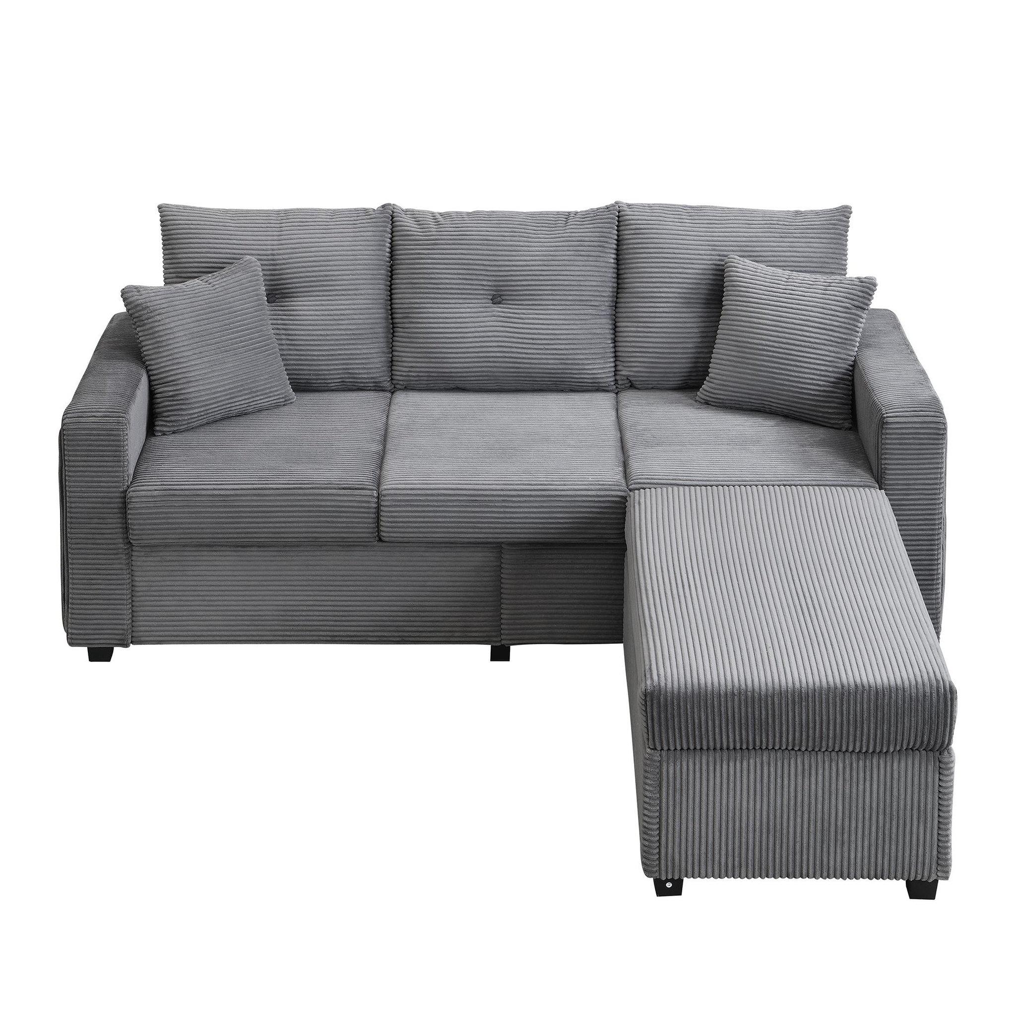 Voir la diapositive 1 : MERAX Canapé d‘angle réversible fixe 3 places tissu led
